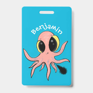 Cute, cheeky baby octopus cartoon ID badge