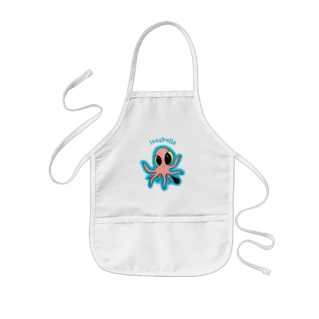 Cute, cheeky baby octopus cartoon kids apron (Front)