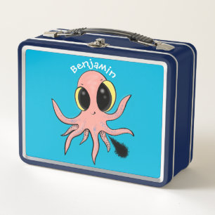 Cute, cheeky baby octopus cartoon metal lunch box