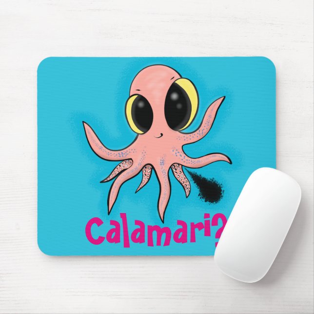 Cute, cheeky baby octopus cartoon mouse mat (With Mouse)