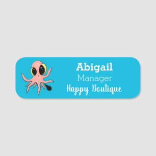 Cute, cheeky baby octopus cartoon  name tag