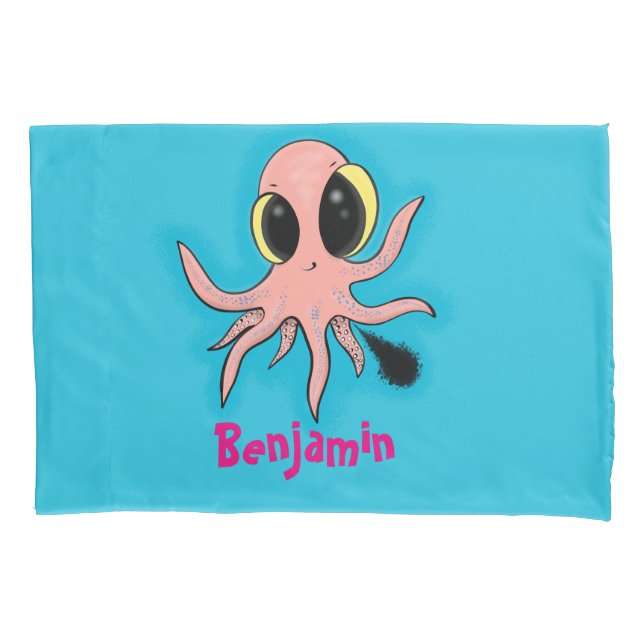 Cute, cheeky baby octopus cartoon pillowcase (Front)