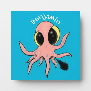 Cute, cheeky baby octopus cartoon plaque