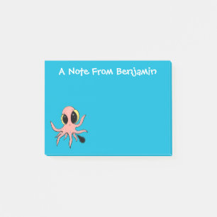 Cute, cheeky baby octopus cartoon post-it notes