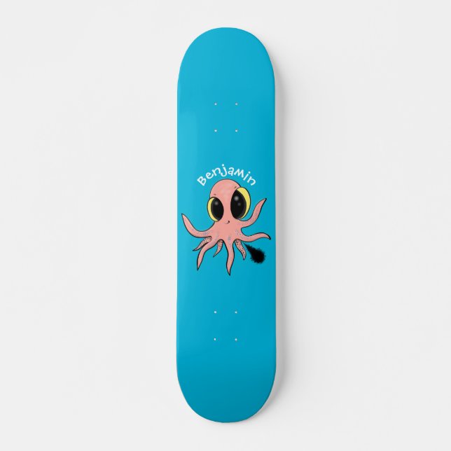 Cute, cheeky baby octopus cartoon skateboard (Front)