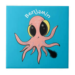 Cute, cheeky baby octopus cartoon tile