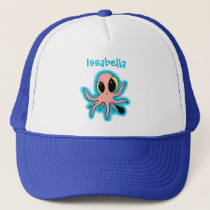 Cute, cheeky baby octopus cartoon trucker hat