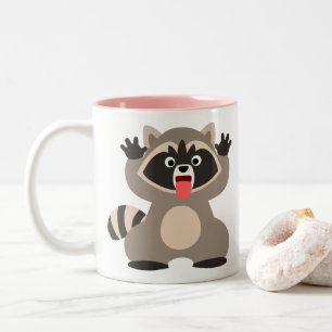 Cute Cheeky Cartoon Racoon Two-Tone Coffee Mug
