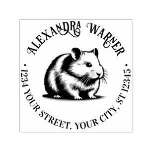 Cute Cheeky Hamster Name Return Address Self-inking Stamp