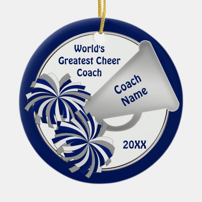 Cute Cheer Coach Gift Ideas PERSONALIZED Ceramic Tree Decoration (Front)