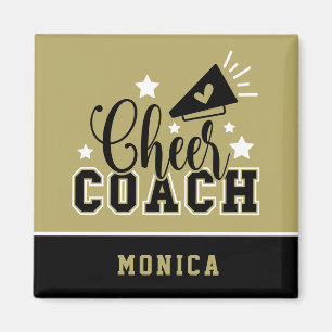Cute Cheer Coach Personalised Gold and Black Magnet