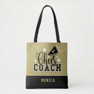 Cute Cheer Coach Personalised Gold and Black Tote Bag