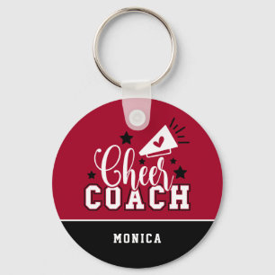 Cute Cheer Coach Personalised Red and Black Key Ring