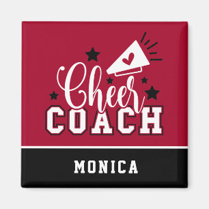 Cute Cheer Coach Personalised Red and Black Magnet