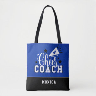 Cute Cheer Coach Personalised Royal Blue and Black Tote Bag