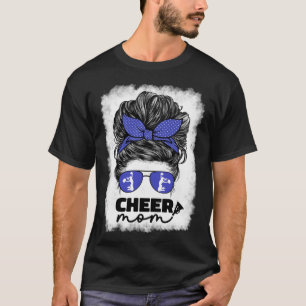 Cute Cheer Mom For Women Cheerleader Mom Blue Mess T-Shirt