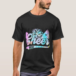 Cute Cheer Mum Biggest Fan Cheerleader Tie Dye Pom T-Shirt