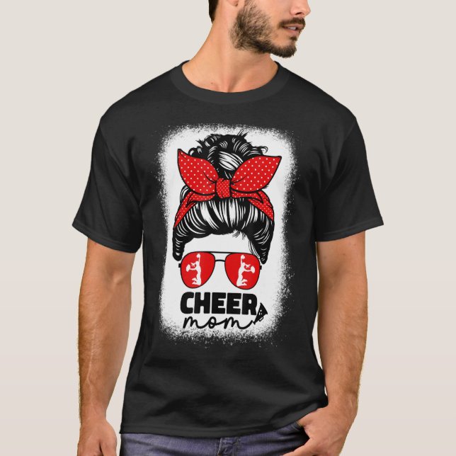 Cute Cheer Mum For Women Cheerleader Mum Red Messy T-Shirt (Front)