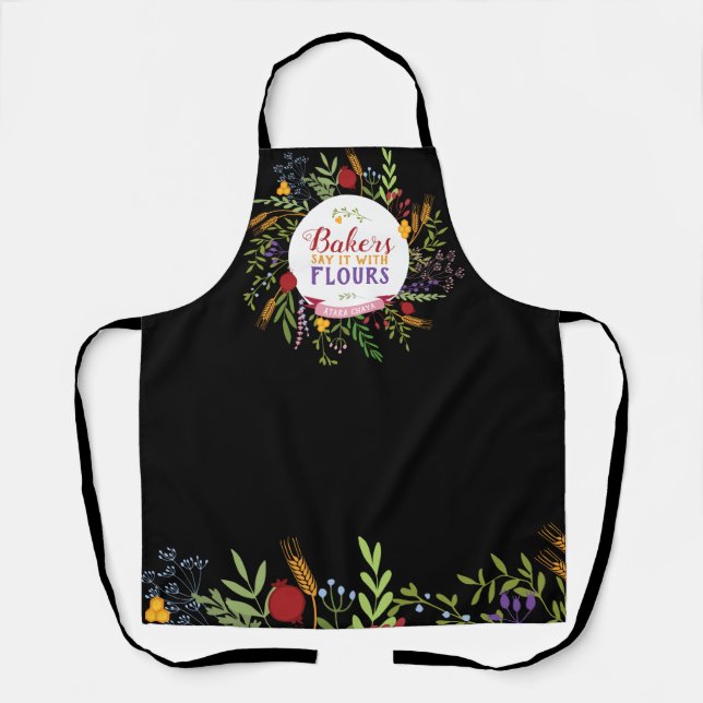 Cute Cheerful Baker Floral Apron (Front)