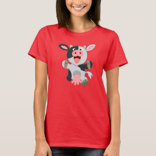 Cute Cheerful Cartoon Cow Women T-shirt