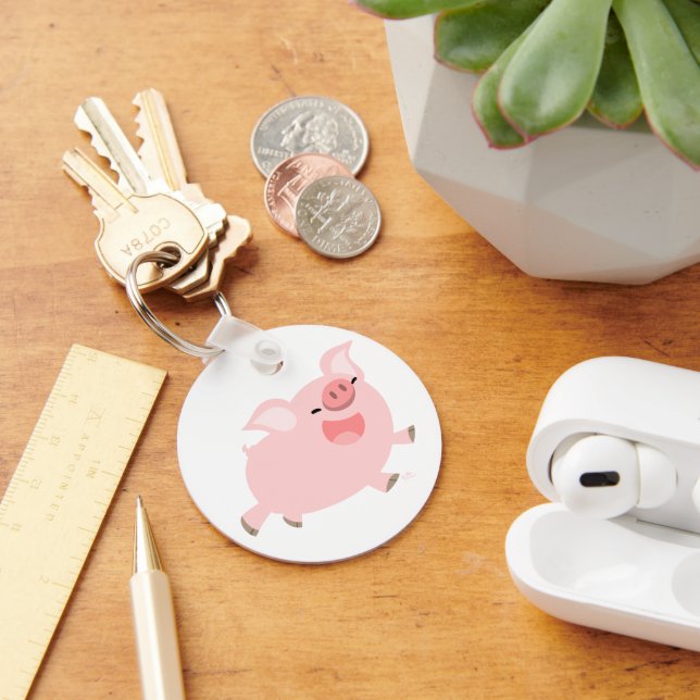 Cute Cheerful Cartoon Pig Keychain (Desk)