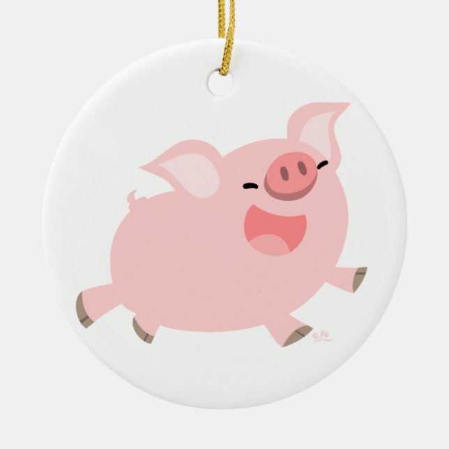 Cute Cheerful Cartoon Pig Ornament (Front)