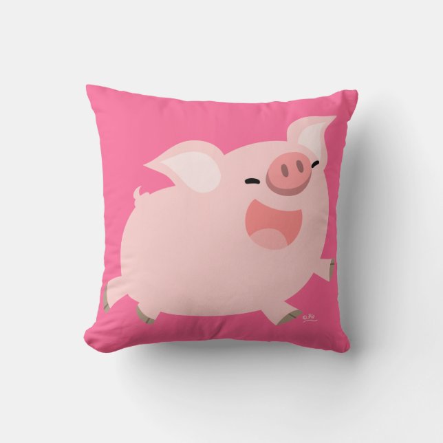 Cute Cheerful Cartoon Pig Pillow (Front)