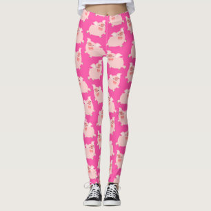 Cute Cheerful Cartoon Pigs Pattern Leggings