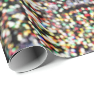 Cute cheerful colourful bokeh Christmas tree light Wrapping Paper