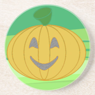 Cute Cheerful Harvest Pumpkin Orange Coaster