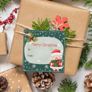 Cute Cheerful Red Santa Claus Merry Christmas Favour Tags