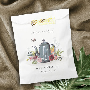 Cute Cheerful Roses Floral Teapot Bridal Shower Favour Bags