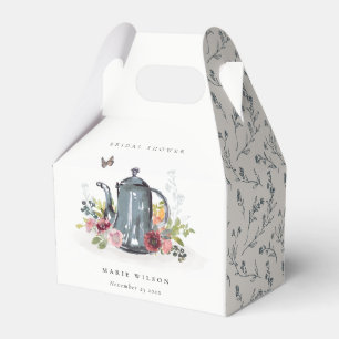 Cute Cheerful Roses Floral Teapot Bridal Shower Favour Box