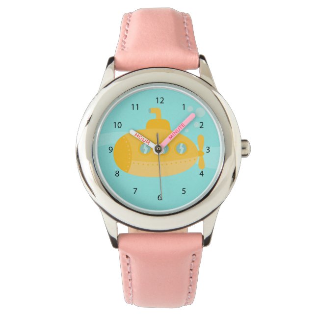 Cute Cheerful Yellow Submarine For Kids Watch (Front)