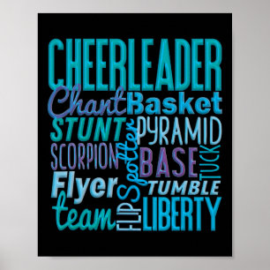 Cute Cheerleader Gift, Blue Cheer Moves Cheerleadi Poster