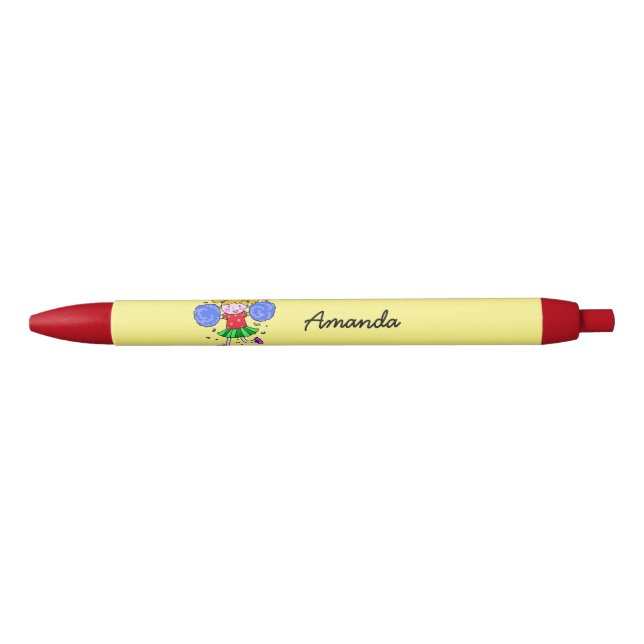 cute cheerleader girl black ink pen (Front)