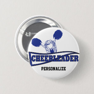 Cute Cheerleader Girl DIY Name Dark Blue 6 Cm Round Badge