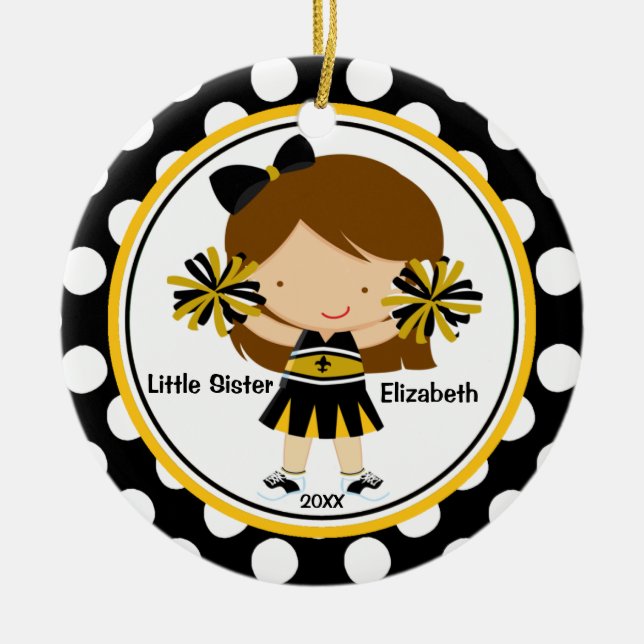 Cute Cheerleader Little Sister Christmas Ornament (Front)