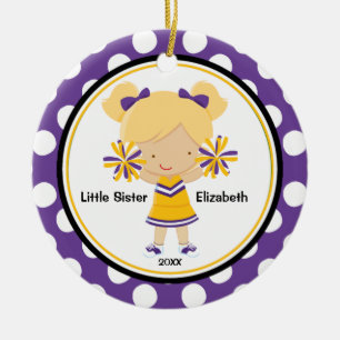 Cute Cheerleader Little Sister Christmas Ornament