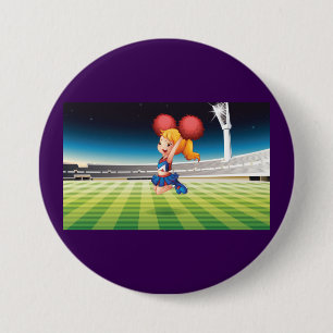 Cute Cheerleader on Sports Field 7.5 Cm Round Badge