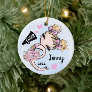 Cute Cheerleader Ornament Pink Blonde Hair