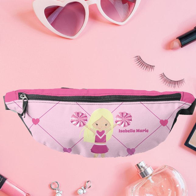 Cute Cheerleader Pink Personalised Blonde Girl Bum Bags (Creator Uploaded)