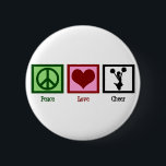 Cute Cheerleading 6 Cm Round Badge<br><div class="desc">Peace Love and Cheerleaders. Cute jumping cheerleader holding pom poms.</div>