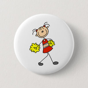 Cute Cheerleading Stick Figure Button