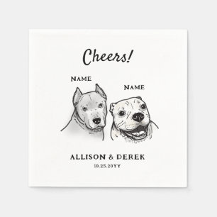 Cute Cheers Personalised 2 Dogs Wedding Cocktail  Napkin