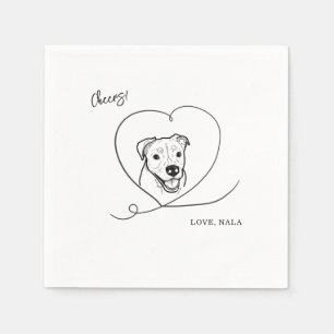 Cute Cheers Pet Face Dog Sketch Wedding Napkin