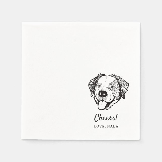 Cute Cheers Pet Face Dog Wedding Napkin (Front)