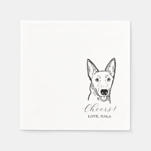 Cute Cheers Pet Face Drawing Dog Sketch Wedding Napkin