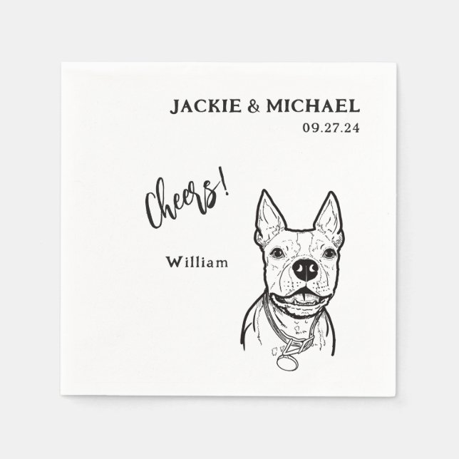 Cute Cheers Pet Name Dog Wedding Reception  Napkin (Front)
