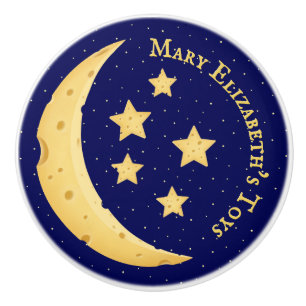 Cute Cheese Moon & Stars Personalized Celestial Ceramic Knob
